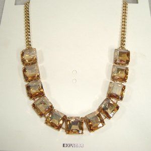 NEW! EXPRESS Topaz Colored Faceted Stones 18" Statement Necklace